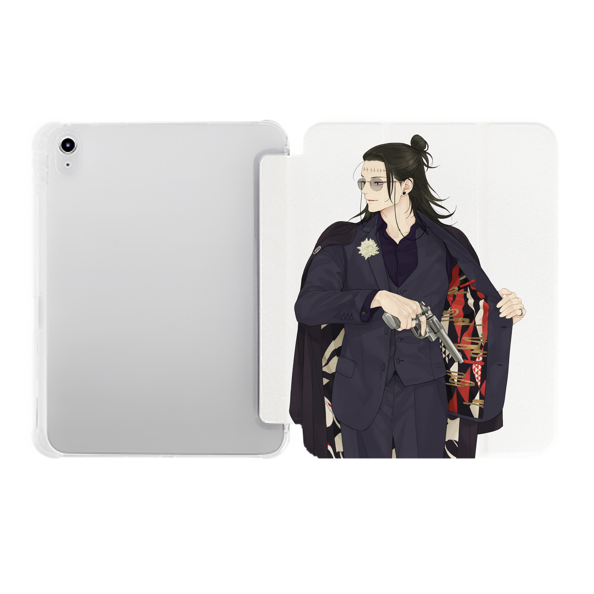 （画像用） 呪術廻戦 Jujutsu Kaisen IPad ケース ペン収納付き 三つ折りスタンド PUレザー×シリコン 対応機種9.5/10.5/10.9インチ